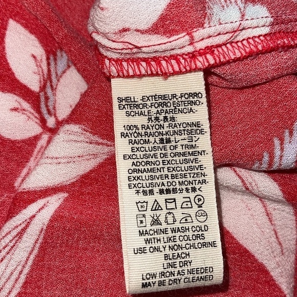 Free People Bella Red Floral Print Tunic Mini Dress Sz.  XS - Picture 14 of 15